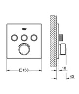 SMARTCONTROL MIXER SQUARE,3 CONTROL - GROHE -  ( CHROME - G5 - GROHTHERM - 0x15 mm - 0inchX0.6inch )