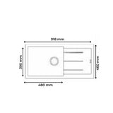 1.0 BOWL WITH DRAIN BOARD QUARTZ SINK WITH FA-05A WASTE COUPLING (DEPTH 9INCH)- FUTURA -  ( GREY - QUARTZ SERIES - 900x450 mm - 36inchX18inch )
