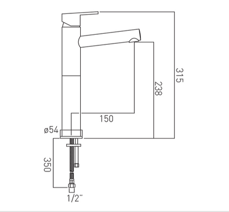 SL B/MXR W/BRAIDED PIPES & W/O POPUP - VADO -  ( CHR - SENSE - 0x12 mm - 0inchX0.48inch )