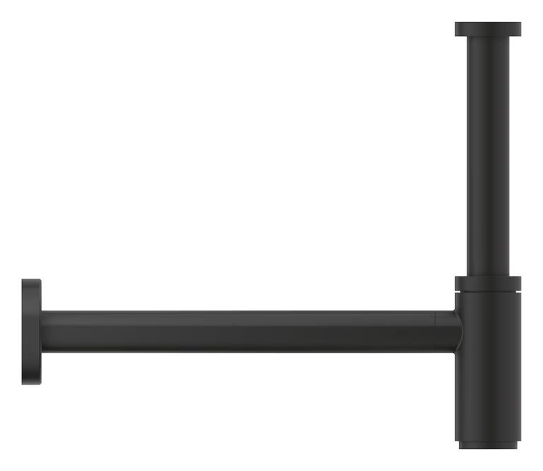 BOTTLE TRAP 32MM SIZE WITH 300MM & 190MM LONG WALL CONNECTION PIPES & WALL FLANGE -  ( PHANTOM BLACK - G4 - GROHE - 32x300 mm - 1.25inchX12inch )