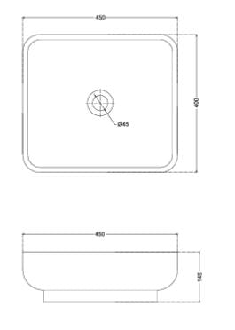 WASH BASIN TABLE TOP MARINA - HINDWARE -  ( STAR WHITE - MARINA - 450x400 mm - 18inchX16inch )