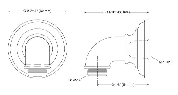 ARTIFACTS WALL-MOUNT SUPPLY ELBOW - KOHLER LUXURY -  ( CHROME - LUXURY - 0x0 mm - 0inchX0inch )