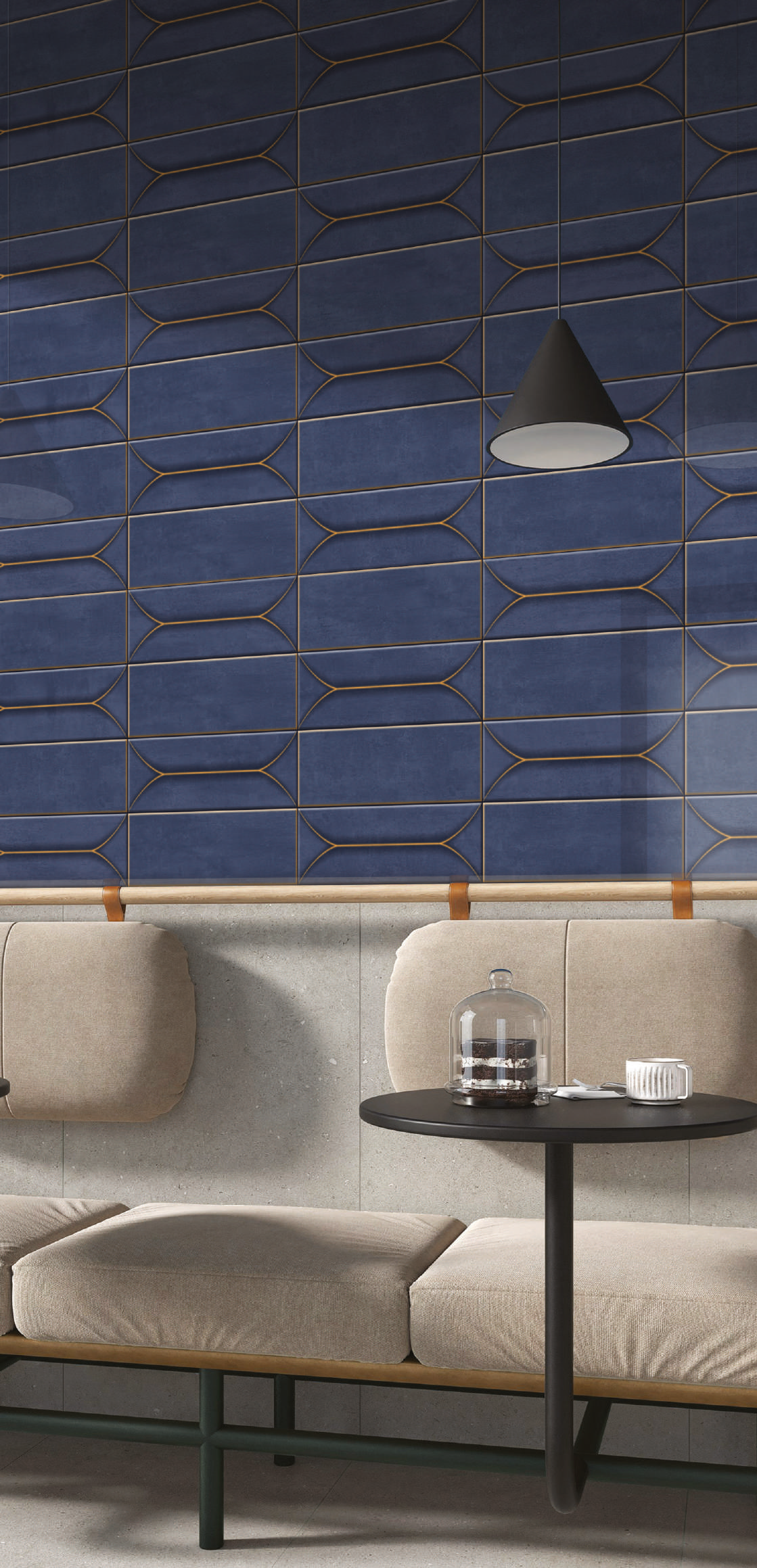 BOAT NAVY BASE - COLORTILE -(BOAT GLOSSY - 300x100 mm - 12inchX4inch )