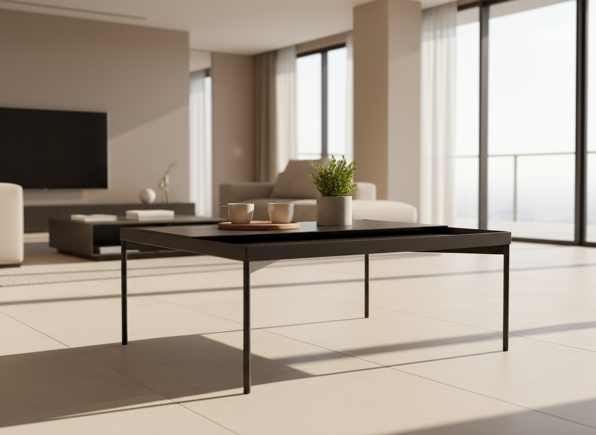 Z6803 CENTRE TABLE AMERICAN WOOD FRAME WITH TOP - FURNITURE - (WALNUT - BUENA CASA - 838x838x343 mm - 33.52inchX33.52inchX13.72inch)