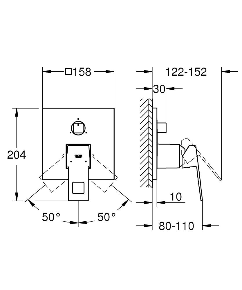 EUROCUBE 1-HANDLE MIXER, 3-WAY DIVERTER - GROHE -  ( CHROME - G4 - EUROCUBE - 0x15 mm - 0inchX0.6inch )