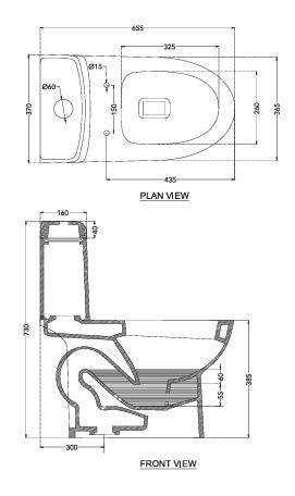 EWC ONE PIECE STUDIO S TRAP -300 W/ SOFT CLOSE SEAT COVER - HINDWARE -  ( STAR WHITE - STUDIO - 0x0 mm - 0inchX0inch )