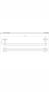 SINGLE TOWEL RAIL 600MM LONG - JAQUAR FAUCETS - ( WHITE MATT - CONTINENTAL ACC. - 0x600 mm - 0inchX24inch )