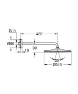 RAINSHOWER 310 MONO HEADSHOWER SET, 422MM - GROHE -  ( CHROME - G5 - RAINSHOWER - 15x310 mm - 0.5inchX12inch )