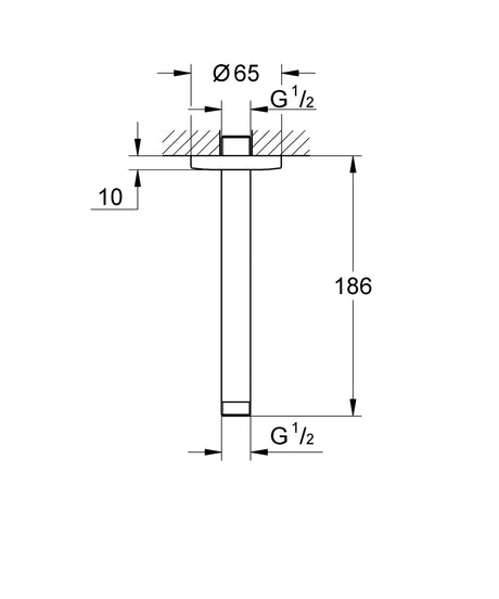 TEMPESTA CEILING SHOWER ARM 186MM - GROHE -  ( CHROME - G3 - TEMPESTA - 0x15 mm - 0inchX0.6inch )