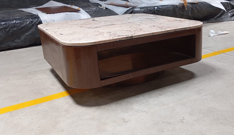 ST202A-COFFEE TABLE WITH WOODEN BASE SS INNER COATING & GRANITE TOP - FURNITURE - (BROWN - BUENA CASA - 395x1003x368 mm - 15.8inchX40.12inchX14.72inch)