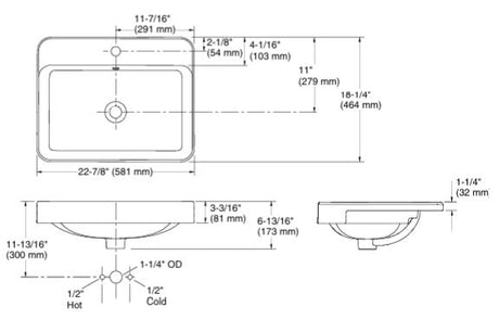 FOREFRONT RECTANGULAR SEMI-RECESSED LAVATORY W/SINGLE FAUCET HOLE - KOHLER PREMIUM -  ( WHITE - PREMIUM - 0x0 mm - 0inchx0inch )