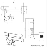WALL MOUNTED ADJUSTABLE KITCHEN SINK COCK - AQUANT - ( MATT SS FINISH - KITCHEN FAUCETS - 0x0 mm - 0inchX0inch )
