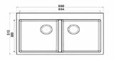 2.0 BOWL WITH OUT DRAIN BOARD WITH FA-05A WASTE COUPLING (DEPTH 8INCH) - FUTURA -  ( GREY - NATURAL QUARTZ SERIES - 860x510 mm - 34.4inchX20.4inch )
