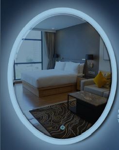 ROUND LED MIRROR W/TOUCH SENSOR TRIPLE COLOUR LED  - BETTER LIVING -  ( CHROME - REFLEX - 600x450 mm - 24inchX18inch )