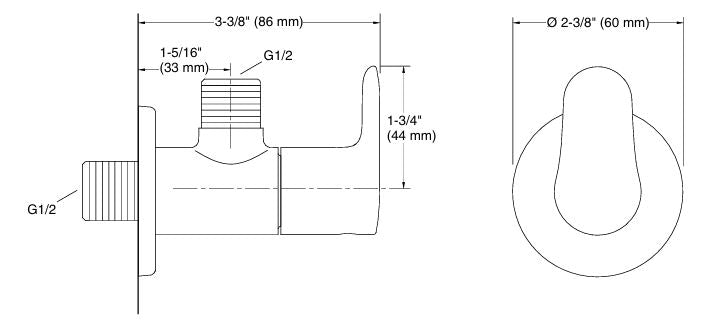 JULY-ANGLE VALVE W/FLANGE - KOHLER POPULAR - (VIBRANT BRUSHED ROSE GOLD - POPULAR - 0x15 mm - 0inchX0.50inch)