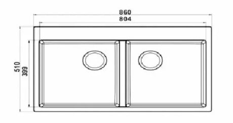 2.0 BOWL WITH OUT DRAIN BOARD WITH  FA-05A WASTE COUPLING - FUTURA -  ( BLACK - NATURAL QUARTZ SERIES - 860x510 mm - 34.4inchX20.4inch )