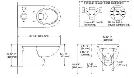 EWCW/M EXTD W/O S/C FOR 17661K-S-0 ( BOLT DISTANCE 9INCH)- KOHLER POPULAR -  (  - POPULAR - 0x0 mm - 0inchX0inch )