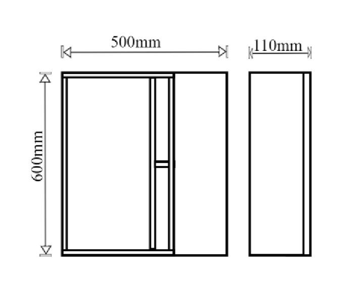 TR 3111 - 50 CARARA BLACK MIRROR CABINET - GERMA - ( - CARARA BLACK - 500x110x600 mm - 20inchX4.4inchX24inch)