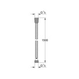 RELEXAFLEX METAL HOSE 1500MM - GROHE -  ( CHROME - G3 - 0x0 mm - 0inchX0inch )