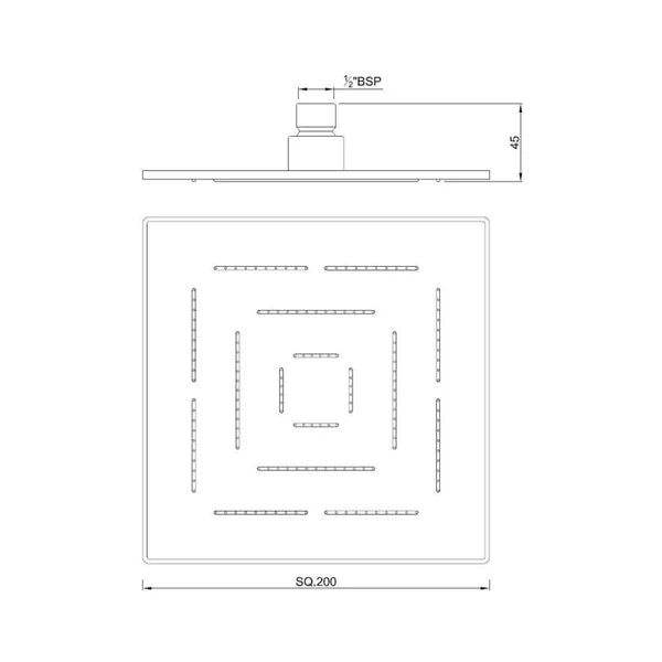 MAZE SQUARE 8 - JAQUAR FAUCETS - ( WHITE MATT - OVERHEAD SHOWER - 200x15 mm - 8inchX0.6inch )