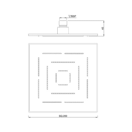 MAZE SQUARE 8 - JAQUAR FAUCETS - ( WHITE MATT - OVERHEAD SHOWER - 200x15 mm - 8inchX0.6inch )