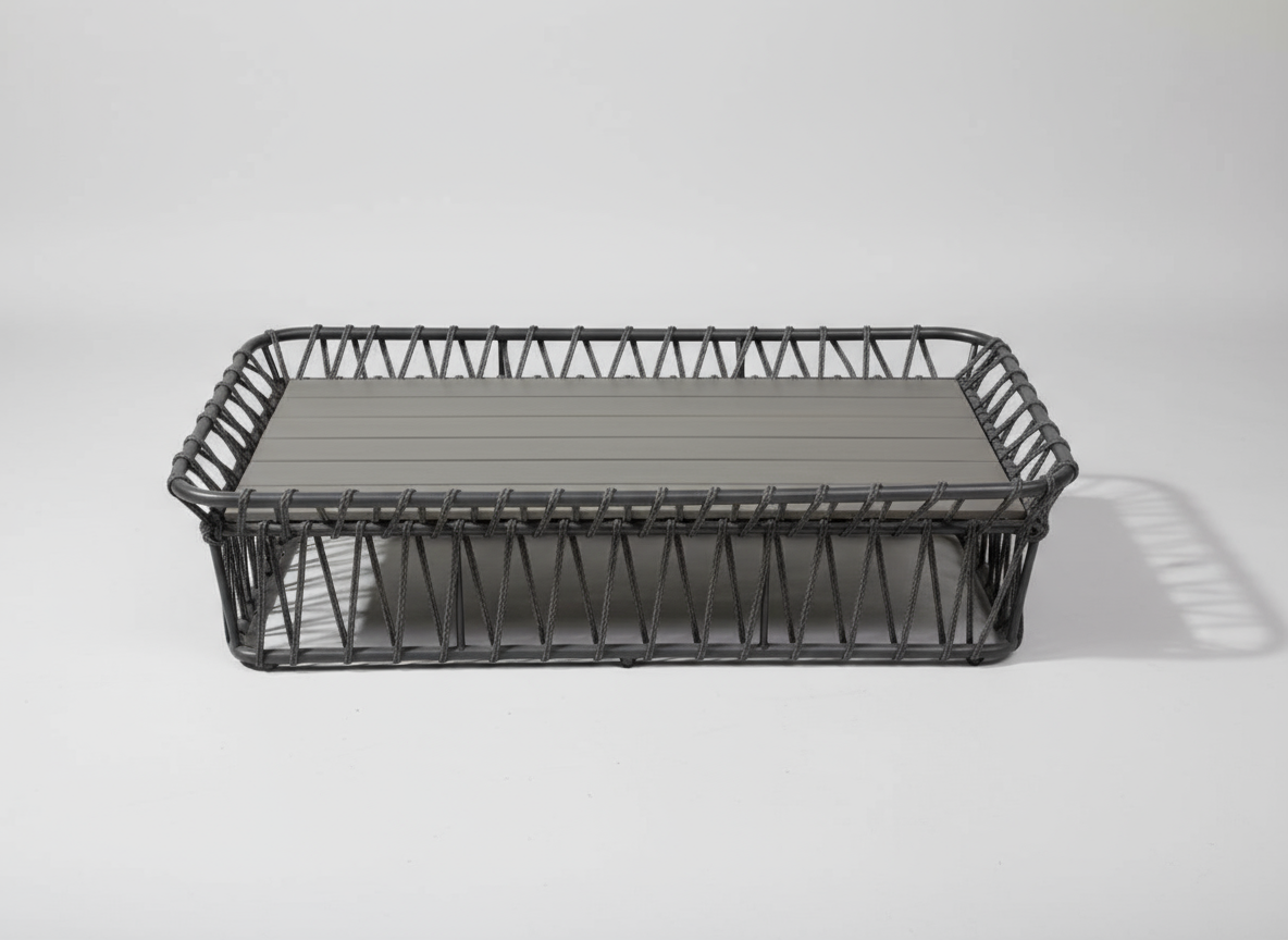 OUTDOOR CT2 RECTANGULAR COFFEE TABLE, AL FRAME WEAVED ROPE WITH WPCTOP - FURNITURE - ( - BUENA CASA - 1499x1511x356 mm - 59.96inchX60.44inchX14.24inch)