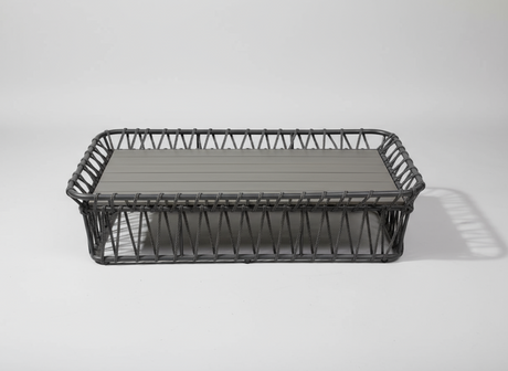 OUTDOOR CT2 RECTANGULAR COFFEE TABLE, AL FRAME WEAVED ROPE WITH WPCTOP - FURNITURE - ( - BUENA CASA - 1499x1511x356 mm - 59.96inchX60.44inchX14.24inch)