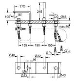 LINEARE 4-HOLE 1-HANDLE BATH COMBINATION - GROHE -  ( BRUSHED HARD GRAPHITE - G5 - LINEARE - 0x0 mm - 0inchX0inch )