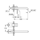 ESSENCE 2-HOLE, 1-HANDLE WALL-MOUNT BASIN MIXER, L SIZE - GROHE -  ( HARD GRAPHITE - G5 - ESSENCE - 0x15 mm - 0inchX0.5inch )