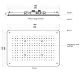 SS FALSE CEILING SHWR 2 FUN. W/INST. KIT - AQUANT -  ( MATT BLACK -  - 480x330 mm  - 19.2inchX13.2inch )