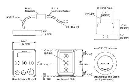 STEAM GENERATOR CONTROL KIT - KOHLER LUXURY - ( POLISHED CHROME - LUXURY - 0x15 mm - 0inchX0.5inch )