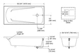 ACRYLIC BATHTUB - KOHLER PREMIUM - ( WHITE - PREMIUM - 1670x760 mm - 66.8inchX30.4inch )