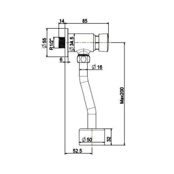 MANUAL FLUSH VALVE FOR URINAL - AMERICAN STANDARD -  ( CHROME - UNIVERSAL - 0x15 mm - 0inchX0.5inch )