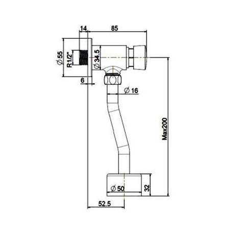 MANUAL FLUSH VALVE FOR URINAL - AMERICAN STANDARD -  ( CHROME - UNIVERSAL - 0x15 mm - 0inchX0.5inch )