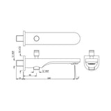 BATH TUB SPOUT WITH BUTTON ATTACHMENT FOR HAND SHOWER WITH WALL FLANGE - JAQUAR FAUCETS -  ( BLACK CHROME - SPOUT - 0x15 mm - 0inchX0.5inch )