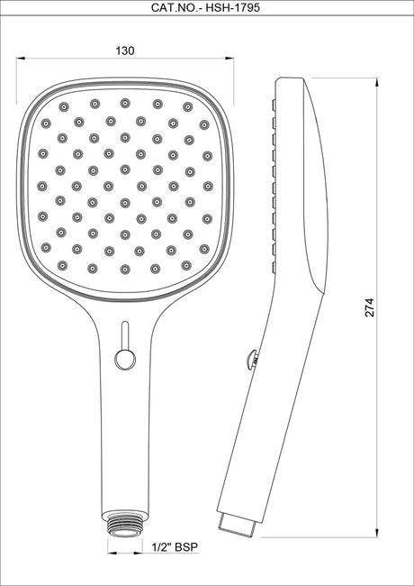 OCTANE SLIDER HAND SHOWER 130MM SQUARE SHAPE TRIFLOW (RAIN, GRAIN & MIST SPRAY)WITH RUBIT CLEANING SYSTEM W/O HOSE - JAQUAR FAUCETS - ( CHROME - OCTANE SHOWERS - 0x15 mm - 0inchX0.5inch )
