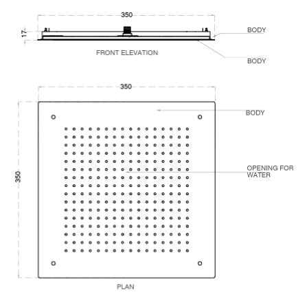 SS CEILING SHWR 1FUNC(RAIN)W/KIT - AQUANT -  ( CHROME -  - 320x320 mm - 12.8inchX12.8inch )
