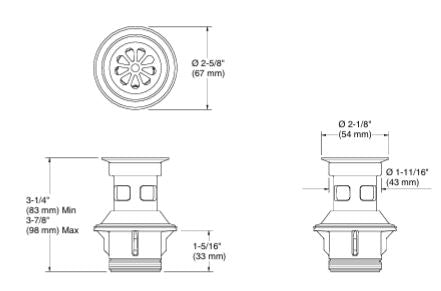 COMP.WASTE COUPLING H/T W/OVERFLOW HOLE - KOHLER POPULAR -  ( BRUSHED BRONZE - POPULAR - 0x32 mm - 1.25inchX0inch )