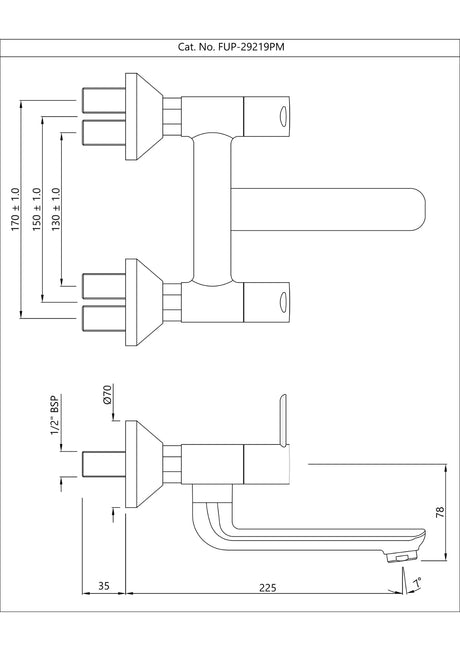 WALL MIXER NON-TELEPHONIC SHOWER ARRANGEMENT WITH CONNECTING LEGS & WALL FLANGES - JAQUAR FAUCETS - ( CHROME - FUSION PRIME - 0x15 mm - 0inchX0.5inch )