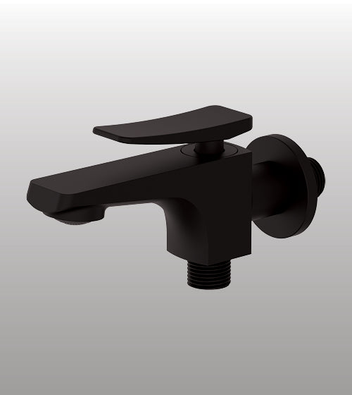 BRASS 2 WAY BIB COCK - AQUANT -  ( MATT BLACK - WAVE SERIES - 0x0 mm - 0inchx0inch )