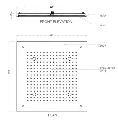 SS CEILING SHWR 2 FUNC( RAIN&MIST )W/KIT - AQUANT -  ( CHROME -  - 320x320 mm - 12.8inchX12.8inch )