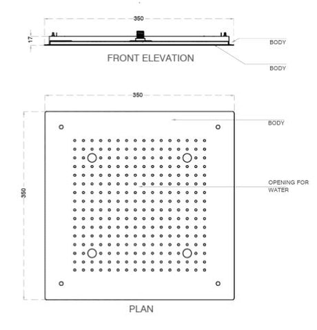 SS CEILING SHWR 2 FUNC( RAIN&MIST )W/KIT - AQUANT -  ( CHROME -  - 320x320 mm - 12.8inchX12.8inch )