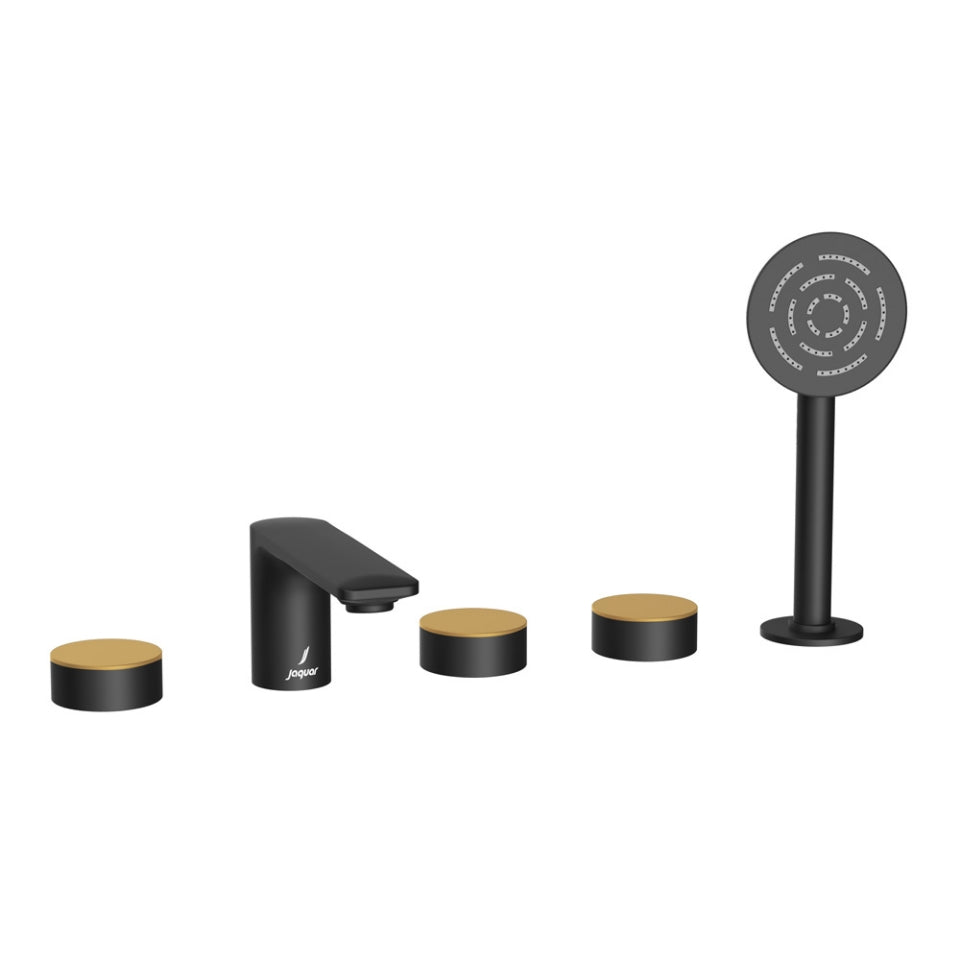 5-HOLE BATH TUB MIXER WITH HOT & COLD CO - JAQUAR FAUCETS - ( GOLD MATT PVD/BLACK MATT - LAGUNA - 0x15 mm - 0inchX0.5inch )