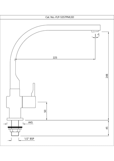 SINK COCK WITH LONG EXTENDED SWINGING SPOUT (TABLE MOUNTED)- JAQUAR FAUCETS - ( CHROME - FLORENTINE PRIME - 0x15 mm - 0inchX0.5inch )