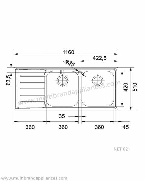 621-NEPTUNE (LHD)(DEPTH 8INCH) - FRANKE -  ( MICRO DECOR - NEPTUNE - 1160x510 mm - 46inchX20inch )