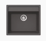 QUARTZ SINK 1.0 BOWL W/O DRAIN BOARD (DEPTH 7INCH) ELVO - NIRALI -  ( BLACK GRANITE - QUARTZ PREMIUM RANGE - 570x510 mm - 22.5inchX20inch )