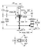 ALLURE 1-HANDLE BASIN MIXER WITH POP-UP, M SIZE - GROHE -  ( CHROME - G5 - ALLURE - 0x10 mm - 0inchX0.38inch )