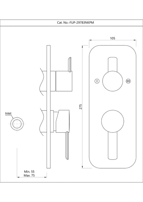 AQUAMAX EXPOSED PART KIT OF SINGLE LEVER SHOWER MIXER WITH 3-WAY OUTLET & SLEEVE (COMPATIBLE WITH ALD-783N)- JAQUAR FAUCETS - ( CHROME - FUSION PRIME - 0x0 mm - 0inchX0inch )