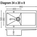 1 BOWL WITH DRAINBOARD (DEPTH 8INCH) THK 1MM - CARYSIL -  ( MATT - REGE - 860x520 mm - 34inchX20inch )