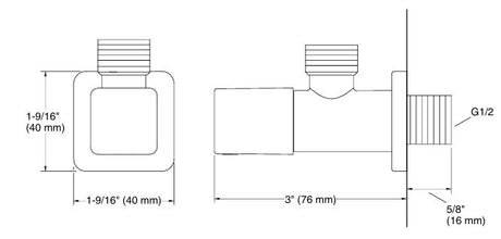 COMPLEMENTARY-ANGLE VALVE W/FLANGE - KOHLER POPULAR -  ( FRENCH GOLD - POPULAR - 0x15 mm - 0inchX0.6inch )
